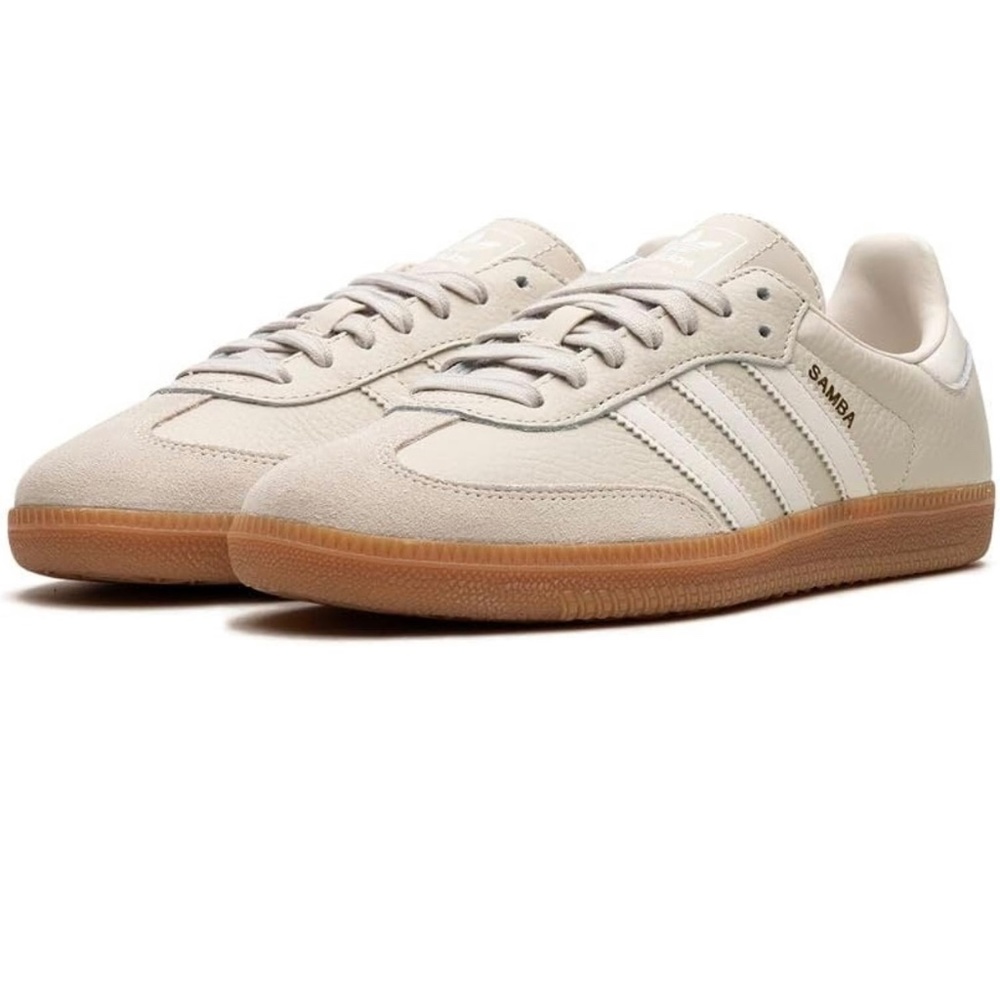 Nwt adidas samba beige linen aluminum size 8